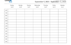 Weekly Calendar September 5 2021 To September 11 2021