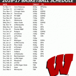 Wisconsin Badgers Basketball Schedule 2016 17 Print Here