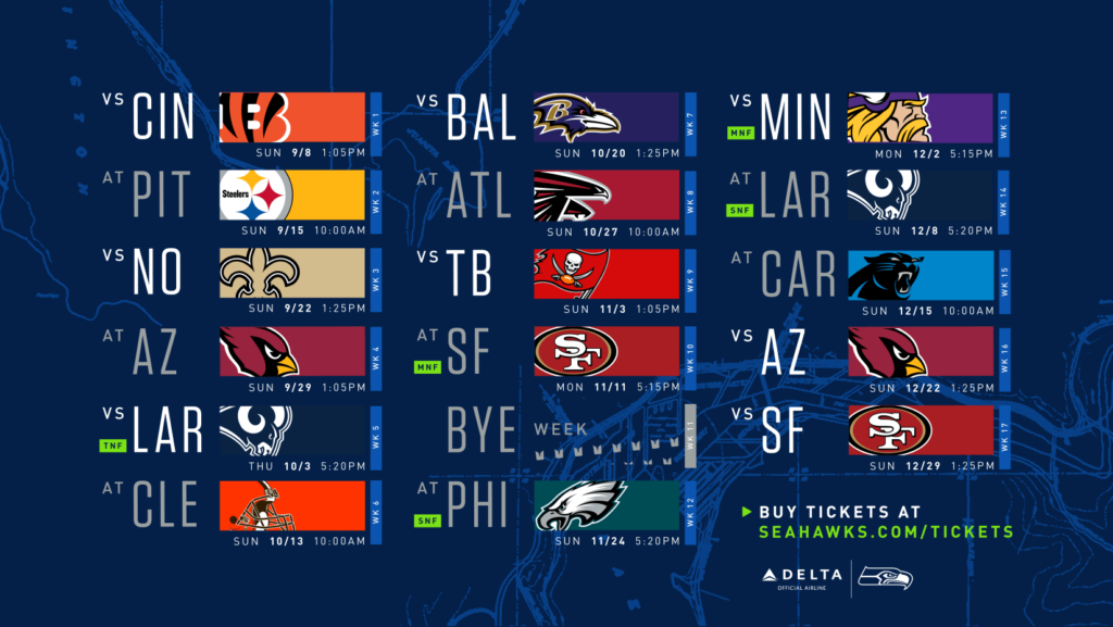 Your Seahawks 2019 2020 Schedule Seahawks