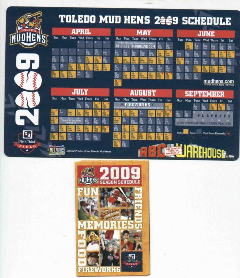 2009 Toledo Mud Hens Magnet Schedule Bonus SGA