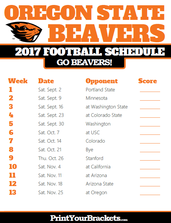2017 Oregon State Beavers Football Schedule Georgia Bulldogs