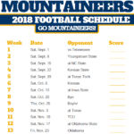2018 Printable West Virginia Mountaineers Football Schedule West