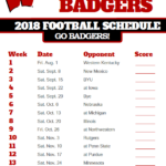 2018 Printable Wisconsin Badgers Football Schedule College Football