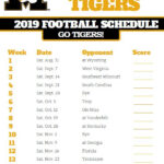 2019 Missouri Tigers Football Schedule Printable College Football