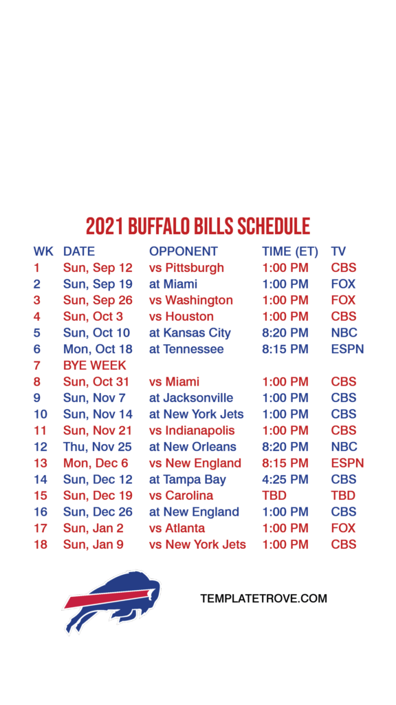 2021 2022 Buffalo Bills Lock Screen Schedule For IPhone 6 7 8 Plus