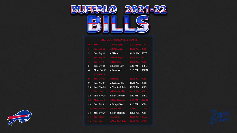2021 2022 Buffalo Bills Wallpaper Schedule