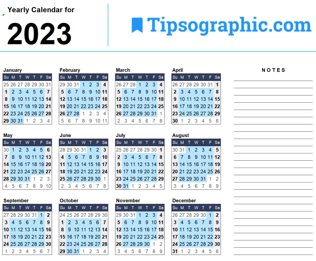 2023 Calendar Templates Images Tipsographic