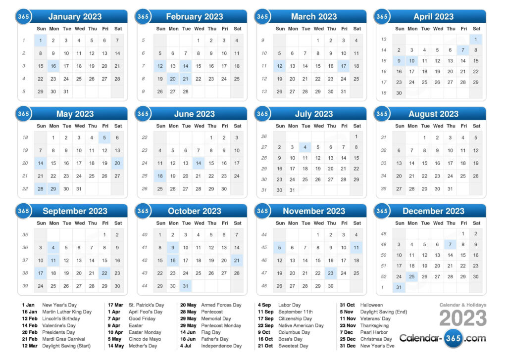 5 Year Calendar 2019 To 2023 Printable Free Calendar Template
