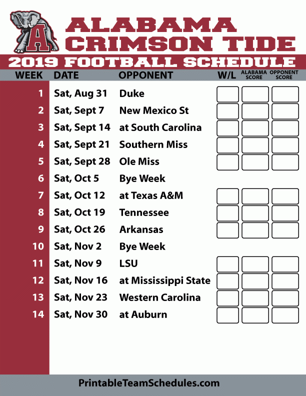 Alabama Football Schedule 2020 Alabama Football Schedule Dates 