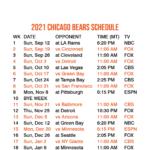 Chicago Bears Schedule 2021 2022 2021 Chicago Bears Future Schedule