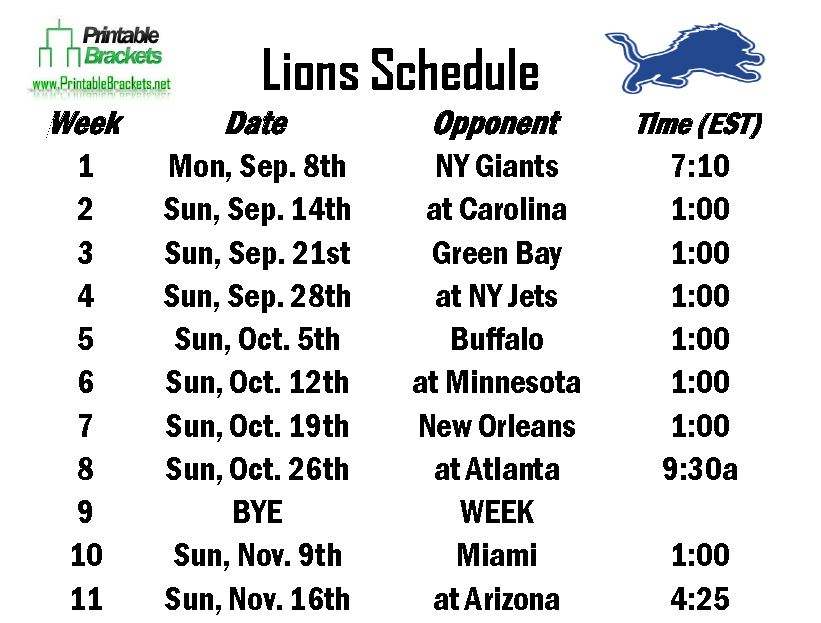Detroit Lions Schedule 2020 Printable That Are Eloquent Russell Website