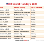 Federal Holidays 2023