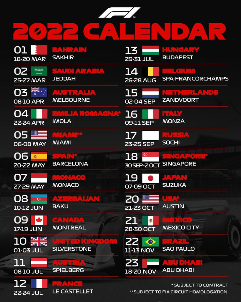 Formula 1 2022 Calendar RickiDewi