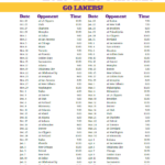 Lakers Schedule 2021 2022 Printable FreePrintableTM