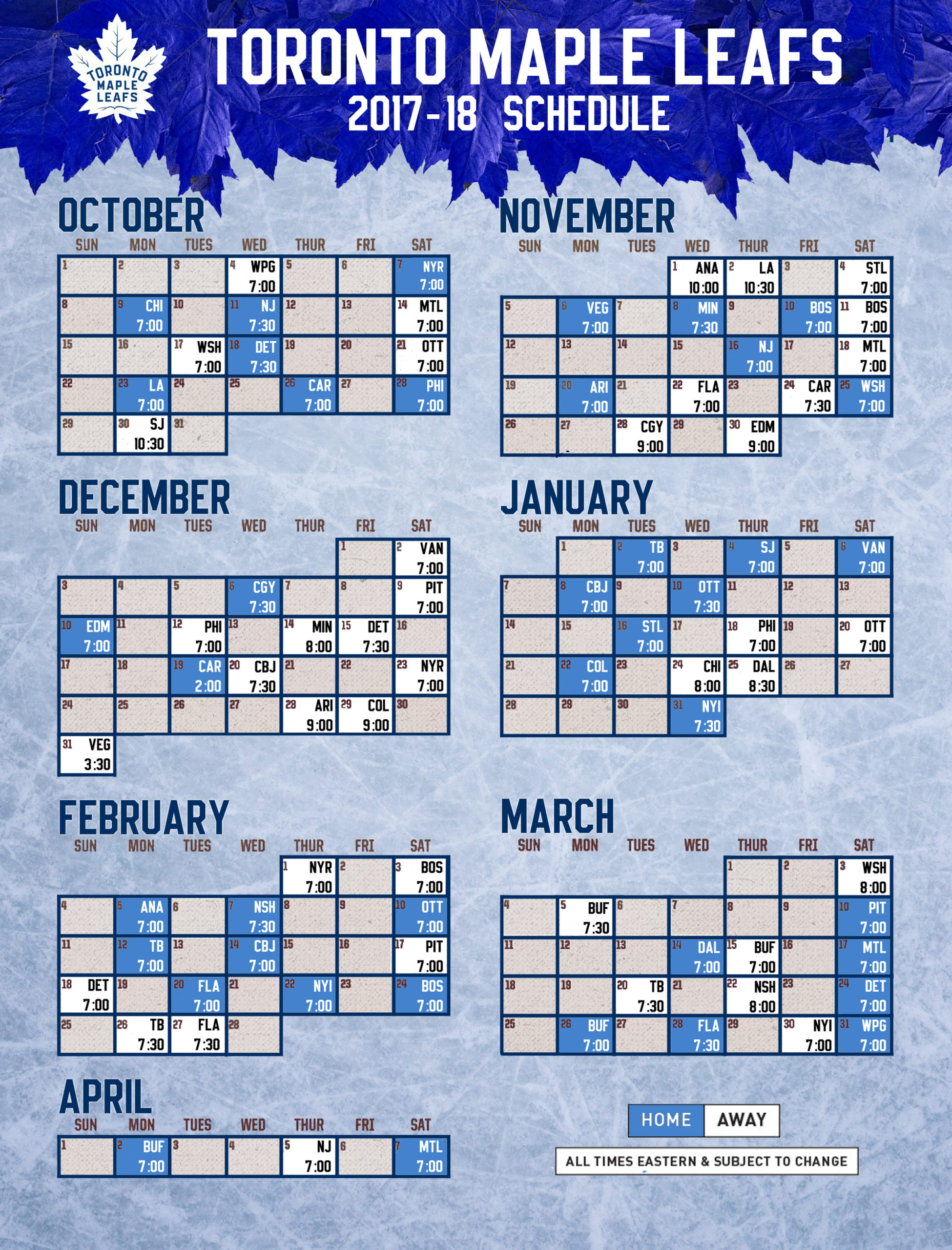 Maple Leafs Schedule 2021 22 Printable FreePrintableTM 