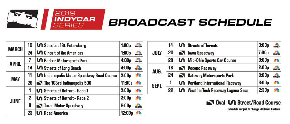 Mid Ohio Sports Car Course INDYCAR Announces Robust TV Schedule 