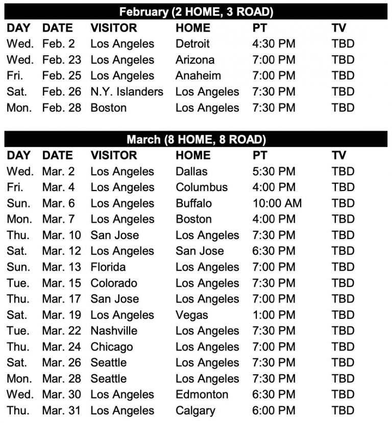 NHL Kings Announce Start Times For 2021 22 Schedule LA Kings Insider