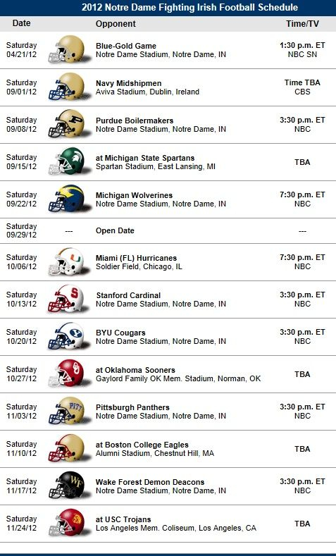 Notre Dame Fighting Irish 2012 Football Schedule Georgia Bulldogs 