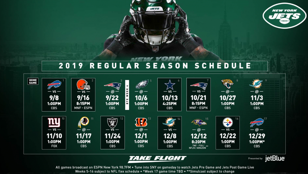 NY Jets Schedule Announced JetNation NY Jets Blog Forum