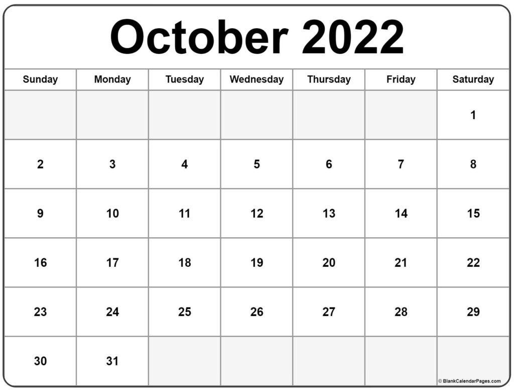 October 2022 Calendar Free Printable Calendar Templates