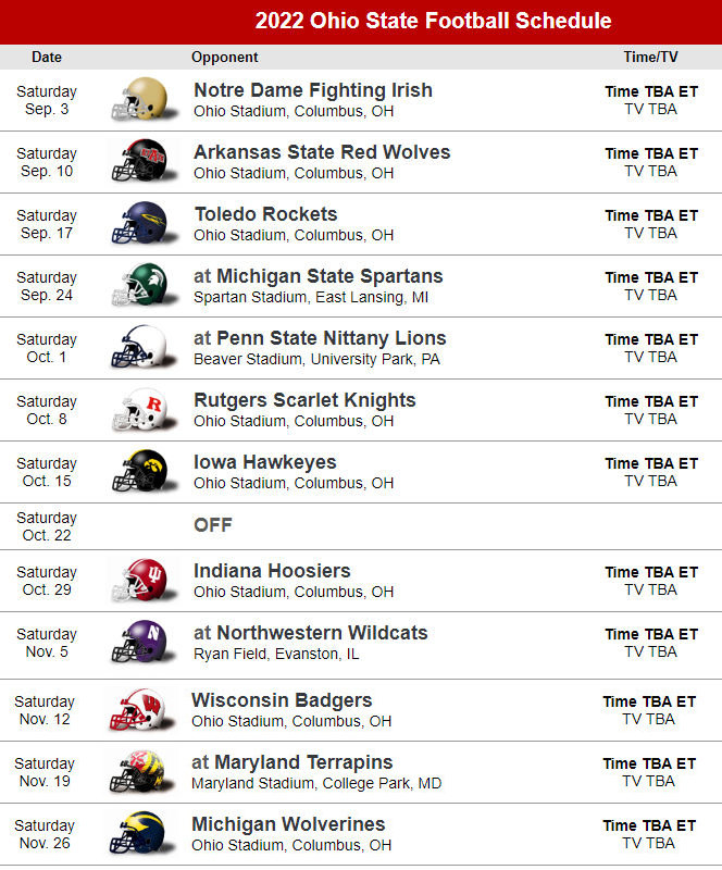 Ohio State Buckeyes Football Future Schedules