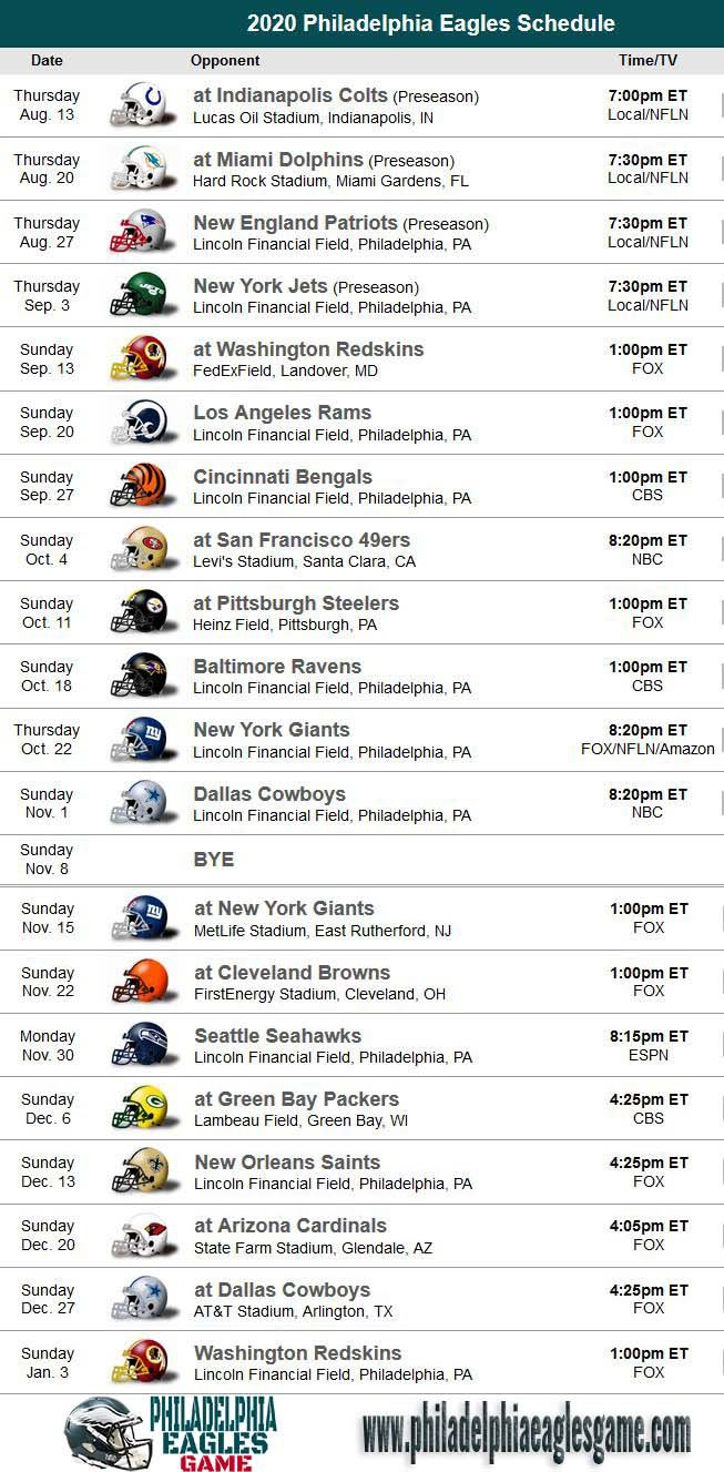 Pin By Nfl Championship On NFL Schedule Philadelphia Eagles Game 