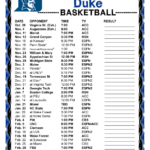 Printable 2016 2017 Duke Blue Devils Basketball Schedule