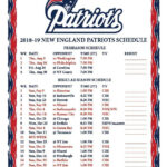 Printable 2018 2019 New England Patriots Schedule Patriots Schedule