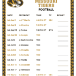 Printable 2018 Missouri Tigers Football Schedule
