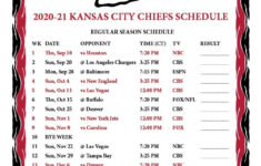 Printable 2020 2021 Kansas City Chiefs Schedule Chiefs Schedule