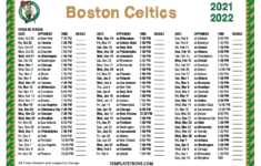 Boston Celtics Schedule 2021 22 Printable