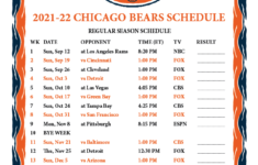 Chicago Bears Schedule 2021 22 Printable