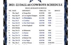 Dallas Cowboys Schedule 2021 22 Printable