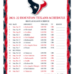 Printable 2021 2022 Houston Texans Schedule