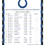 Printable 2021 2022 Indianapolis Colts Schedule