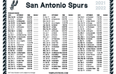 San Antonio Spurs Printable Schedule 2021-22