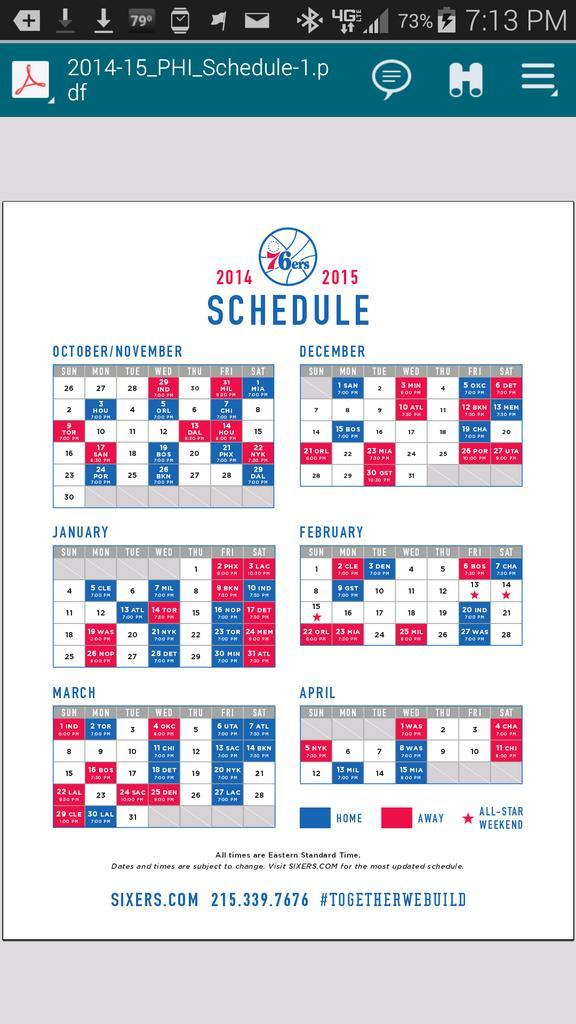 Printable Sixers Schedule 2021 Printable Philadelphia 76ers Schedule