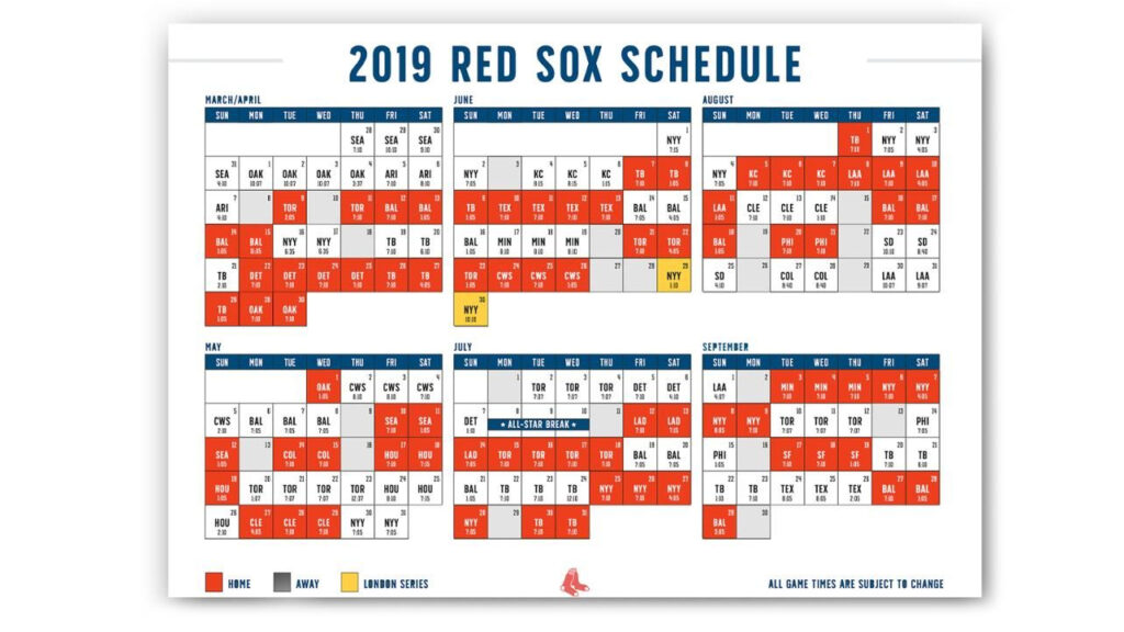 Rare Printable Red Sox Schedule 2020 Roy Blog