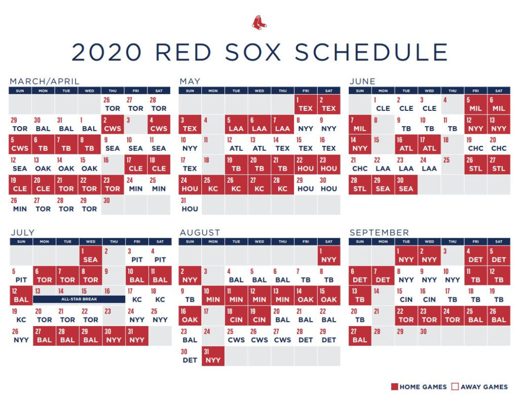 Red Sox Schedule 2020 Boston To Open New Season In Toronto On March 26