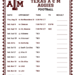 Texas A M Football Schedule 2021 Printable FreePrintableTM