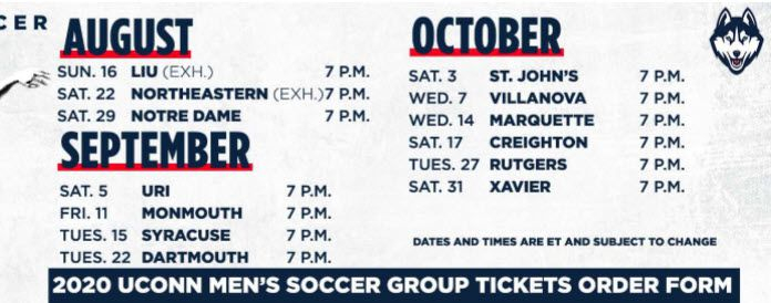 UConn Men s Soccer 2020 Home Schedule Revealed The UConn Blog